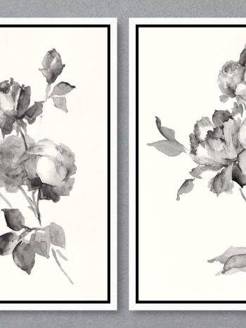 זוג תמונות Peony Blossoms Gray