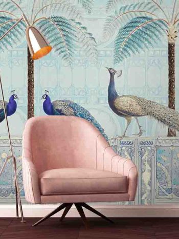 טפט Chinoiserie Birds Palace Sapphire