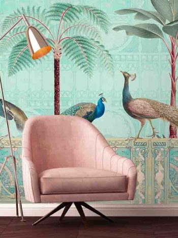 טפט Chinoiserie Birds Palace Sunset