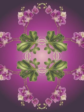 Exotic Orchid Botanical Mural Aubergine