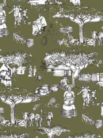 Noluthando Olive Green and White Toile