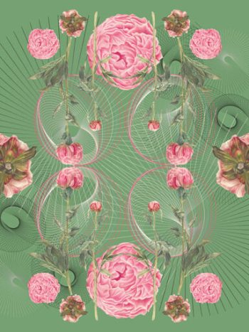 Peony Wall Botanical Mural Jade Green