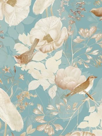 Rocco Vintage Flowers and Birds Garden Blue