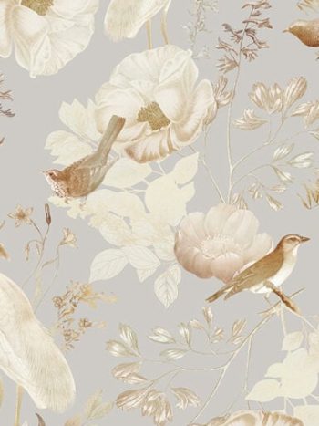 Rocco Vintage Flowers and Birds Garden Grey