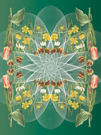 Spring Floral Spiral Botanical Mural Emerald