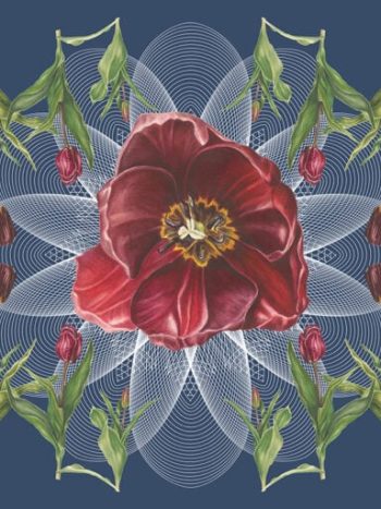 Tulip Geo Botanical Mural Indigo