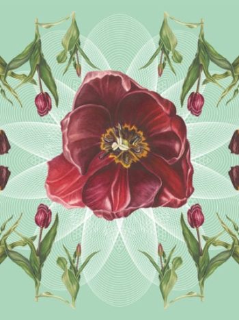 Tulip Geo Botanical Mural Mint