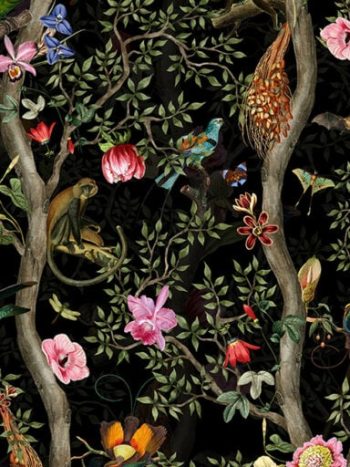 Vintage Birds and Monkeys Chinoiserie Night