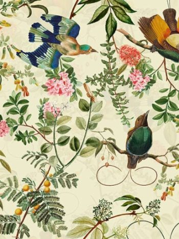 Vintage Tropical Birds Jungle Sage