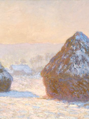 Wheatstacks, Snow Effect, Morning by Monet