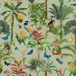 Monkeys and Butterflies in Jungle – Green