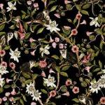 Monkeys and Lotus Flowers – Black